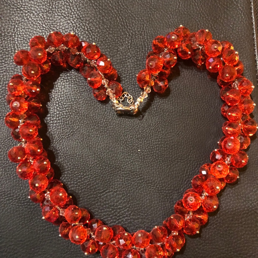 Red clear stone necklace